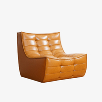 Moderne leren enkele luie fauteuil, gestoffeerde armloze loungestoel