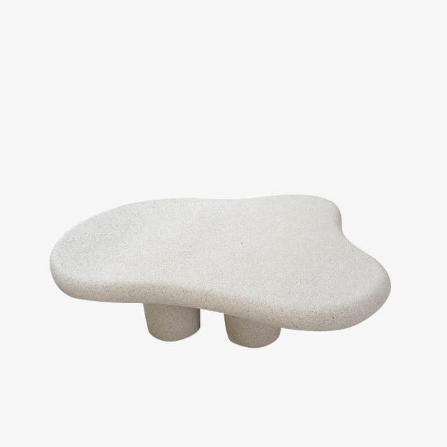 Minimalistische Curved betonnen salontafel met glasvezelblad