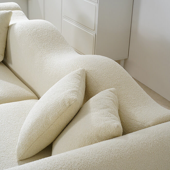 Luxe Wave gebogen tweezits minimalistische teddyfleece bank voor woonkamer