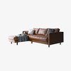 Moderne lederen bankstelbanken Luxe loveseat-banken met chaise longue