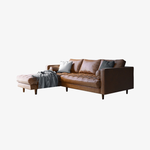 Moderne lederen bankstelbanken Luxe loveseat-banken met chaise longue