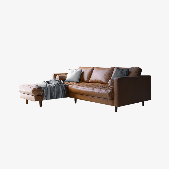 Moderne lederen bankstelbanken Luxe loveseat-banken met chaise longue