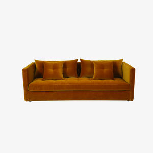 Moderne oranje fluwelen loveseat bank 3-zits voor woonkamermeubilair