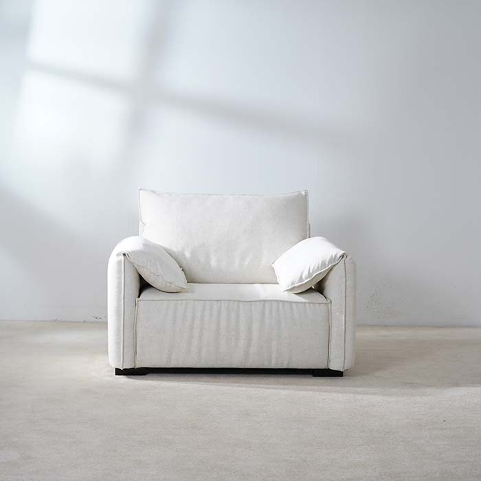 Luxe moderne witte eenpersoonsbank met gestoffeerde accentfauteuil