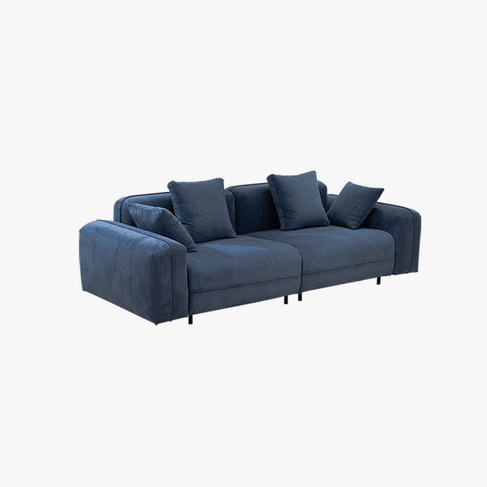 Minimalistische blauwe kleine tweezitsbank en loveseat van fluweel 