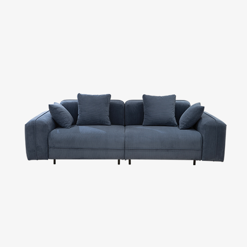 Minimalistische blauwe kleine tweezitsbank en loveseat van fluweel 