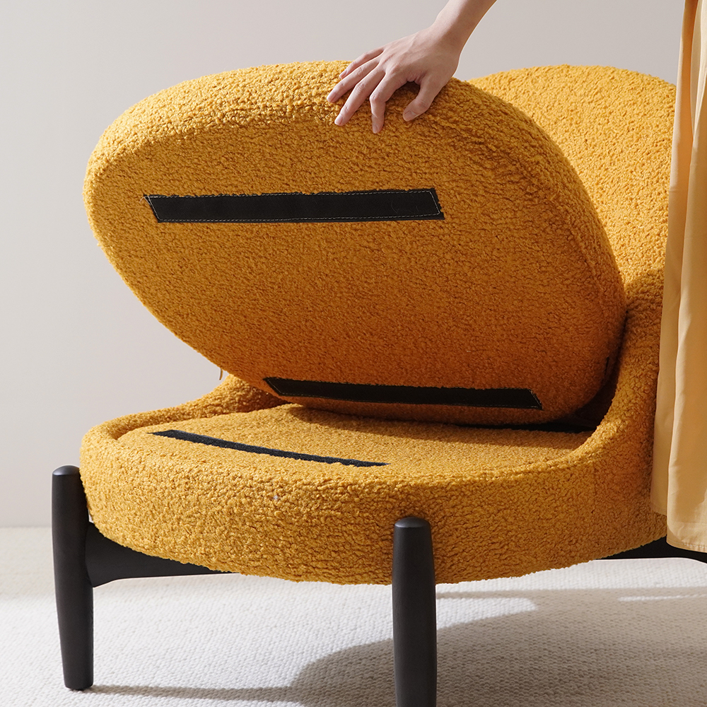 Moderne teddyfleece fauteuil gestoffeerde loungestoel met rugleuning