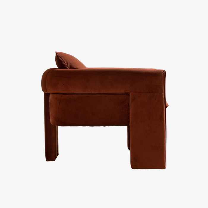 Moderne fluwelen gestoffeerde fauteuil 