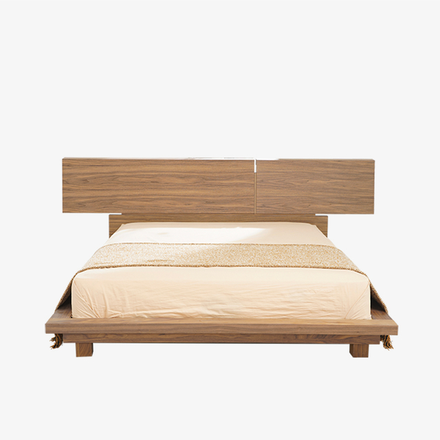 Modern notenhouten platform-queensize bed