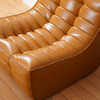 Moderne leren enkele luie fauteuil, gestoffeerde armloze loungestoel