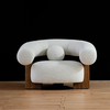 Moderne teddyfleece gestoffeerde fauteuil met poef 