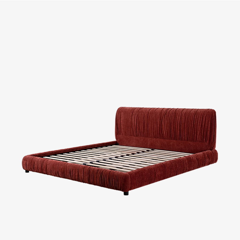 Modern fluwelen kingsize bedframe, gestoffeerd platformbed