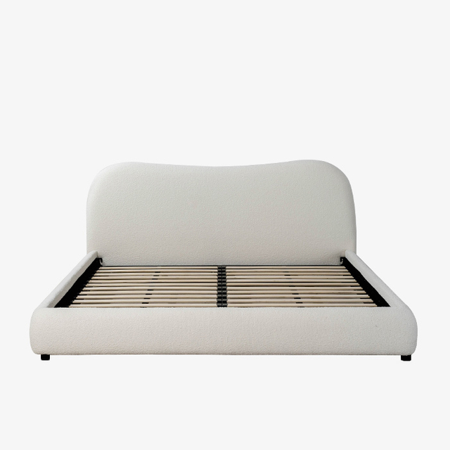 Minimalisme Wit oorvormig kingsize bedframe met hoofdeinde