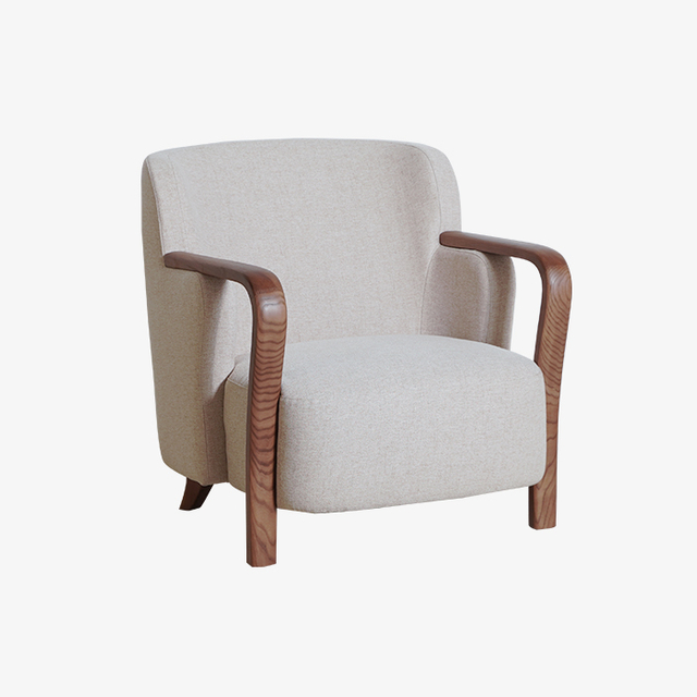 Moderne fauteuil met notenhoutaccent 