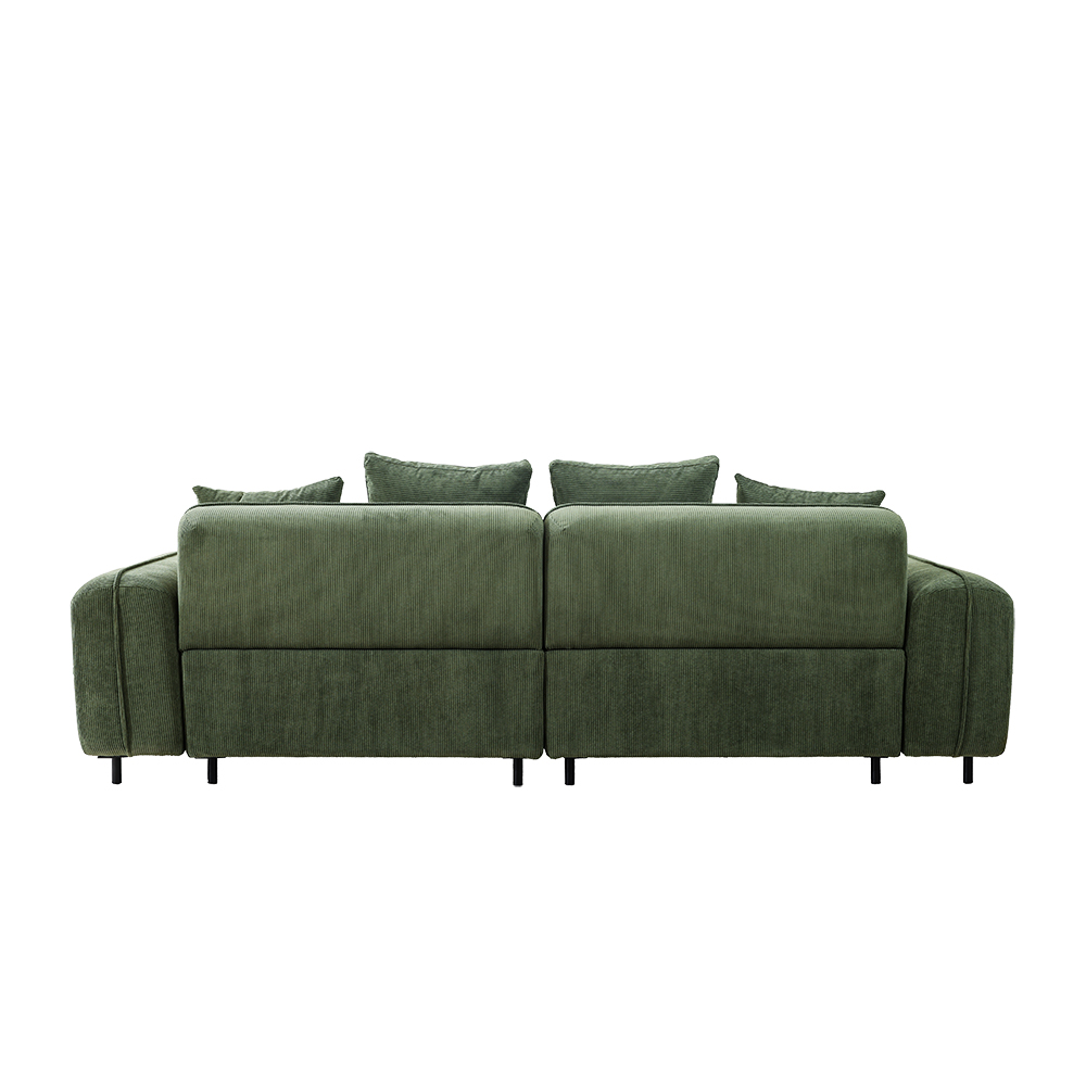 Minimalistische groene kleine tweezitsbank en loveseat van fluweel 