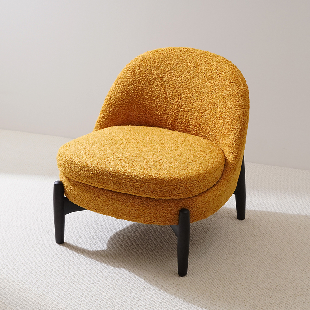 Moderne teddyfleece fauteuil gestoffeerde loungestoel met rugleuning